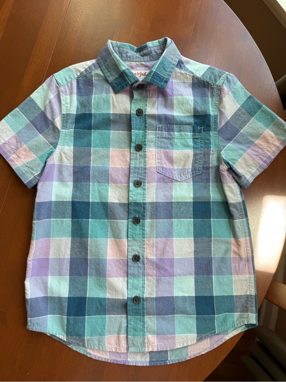 Cat & Jack Short Sleeve Plaid Button-Up Shirt
